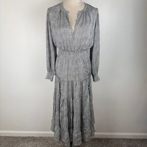 elie tahari womens tie front linen blend maxi dress Vacation Dresses the Alisha midi Elie Tahari Blue & White